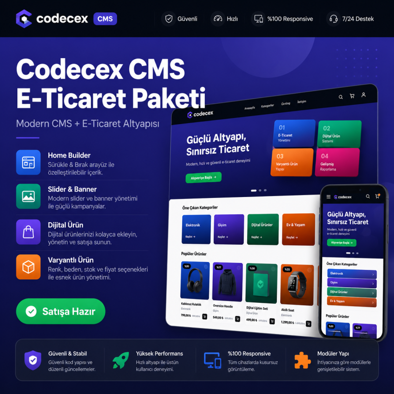 Codecex CMS E-Ticaret Paketi